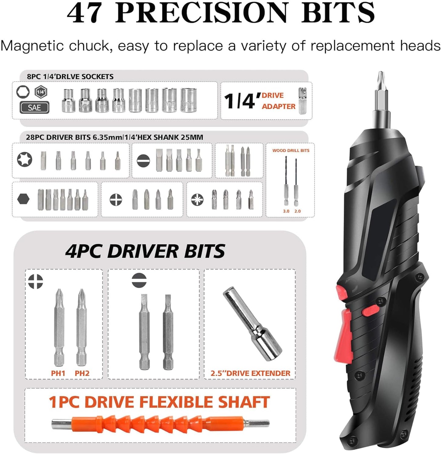 Kit Destornillador Inalámbrico Recargable