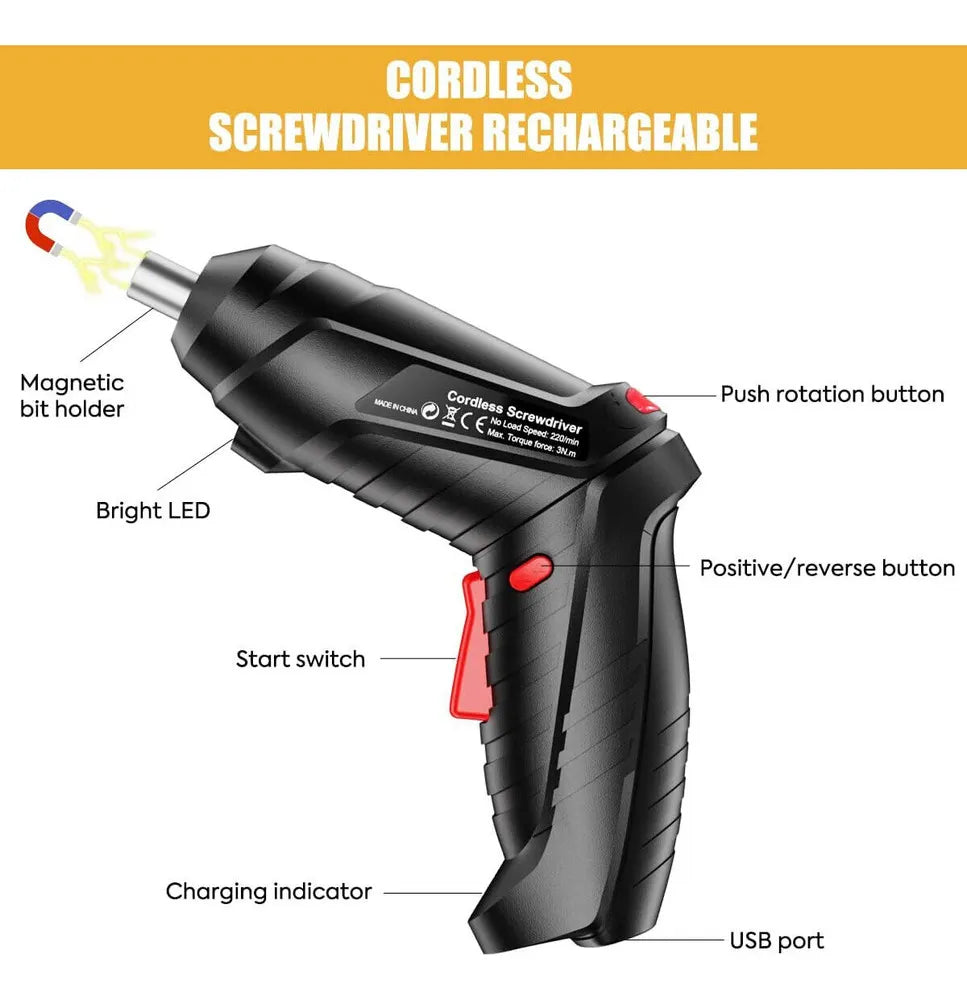 Kit Destornillador Inalámbrico Recargable